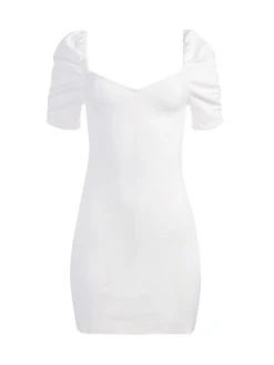 Alice + Olivia Mimi Puff-Sleeve Denim Minidress