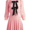 Alice + Olivia Kitty Bow Front Sweater Dress Pink Black