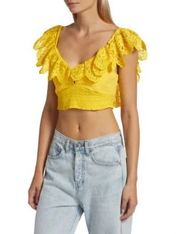 Alice + Olivia Bleeker Ruffled Lace Crop Top -Alice + Olivia Sales unnamed file 1116
