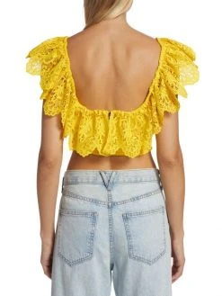 Alice + Olivia Bleeker Ruffled Lace Crop Top -Alice + Olivia Sales unnamed file 1117