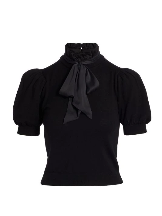 Alice + Olivia Chase Puff-SleeveTop Black 4 Alice + Olivia Chase Puff-SleeveTop Black - Image 4
