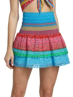 Alice + Olivia Bethie Smocked Cotton Tiered Mini Skirt -Alice + Olivia Sales unnamed file 1122