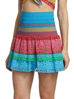 Alice + Olivia Bethie Smocked Cotton Tiered Mini Skirt -Alice + Olivia Sales unnamed file 1123