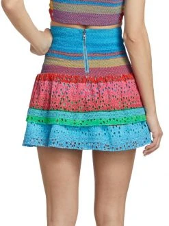 Alice + Olivia Bethie Smocked Cotton Tiered Mini Skirt -Alice + Olivia Sales unnamed file 1124