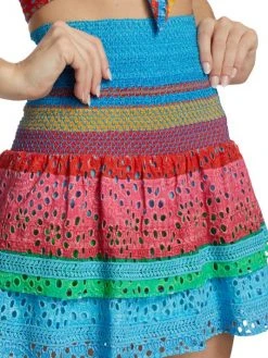 Alice + Olivia Bethie Smocked Cotton Tiered Mini Skirt -Alice + Olivia Sales unnamed file 1125