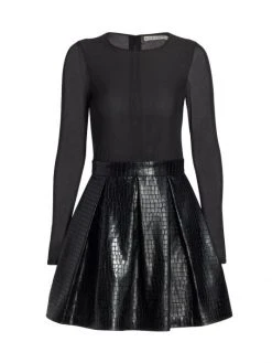 Alice + Olivia Chara Vegan Leather Party Dress