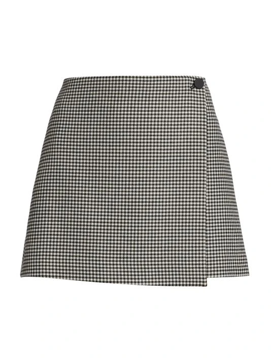 Alice + Olivia Renna Houndstooth Wrap Miniskirt 1 Alice + Olivia Renna Houndstooth Wrap Miniskirt