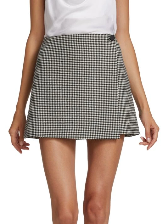 Alice + Olivia Renna Houndstooth Wrap Miniskirt 3 Alice + Olivia Renna Houndstooth Wrap Miniskirt - Image 3