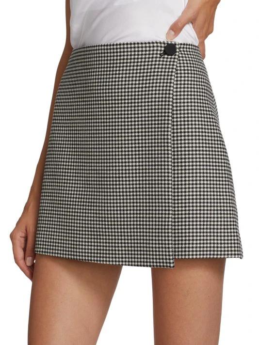Alice + Olivia Renna Houndstooth Wrap Miniskirt 6 Alice + Olivia Renna Houndstooth Wrap Miniskirt - Image 6
