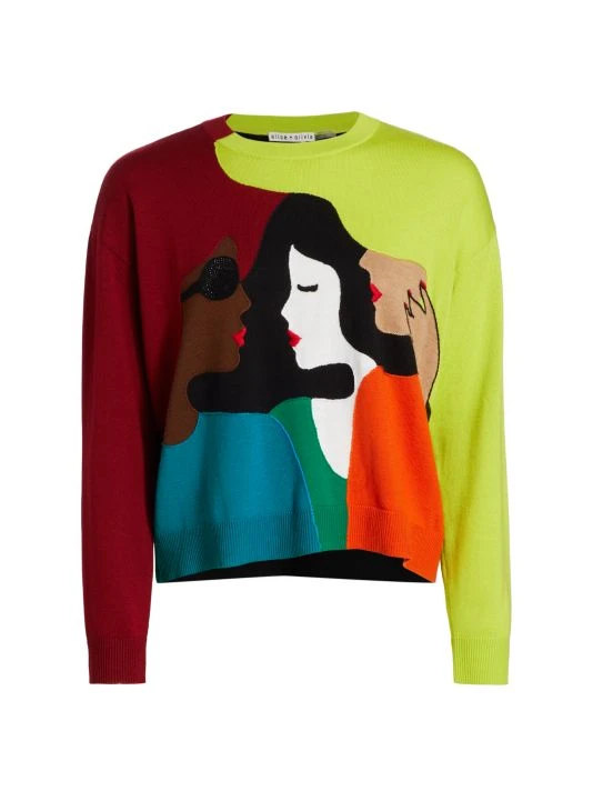 Alice + Olivia Gleeson Colorblocked Bead-Embellished Sweater 1 Alice + Olivia Gleeson Colorblocked Bead-Embellished Sweater