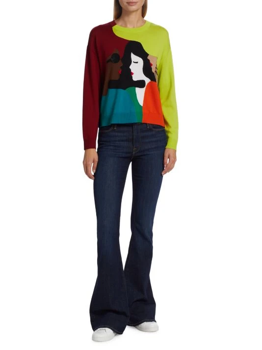 Alice + Olivia Gleeson Colorblocked Bead-Embellished Sweater 2 Alice + Olivia Gleeson Colorblocked Bead-Embellished Sweater - Image 2