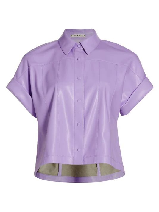 Alice + Olivia Edyth Vegan Leather Shirt 1 Alice + Olivia Edyth Vegan Leather Shirt