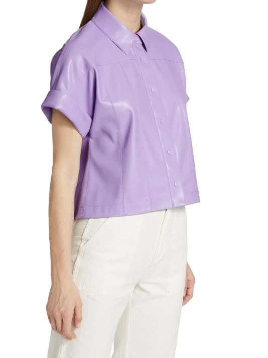 Alice + Olivia Edyth Vegan Leather Shirt 4 Alice + Olivia Edyth Vegan Leather Shirt - Image 4