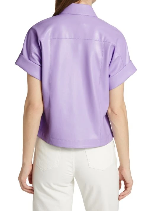 Alice + Olivia Edyth Vegan Leather Shirt 5 Alice + Olivia Edyth Vegan Leather Shirt - Image 5