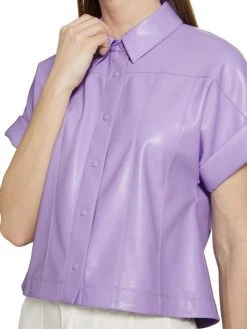 Alice + Olivia Edyth Vegan Leather Shirt 12 Alice + Olivia Edyth Vegan Leather Shirt -Alice + Olivia Sales unnamed file 1167