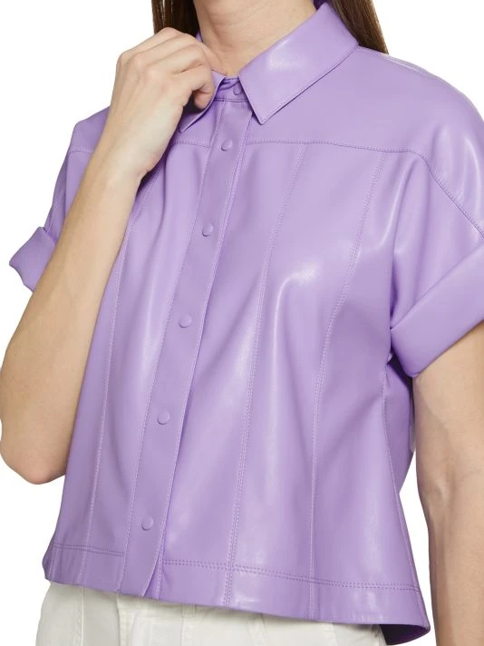 Alice + Olivia Edyth Vegan Leather Shirt 6 Alice + Olivia Edyth Vegan Leather Shirt - Image 6