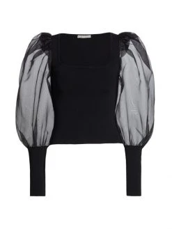 Alice + Olivia Abella Puff-Sleeve Top