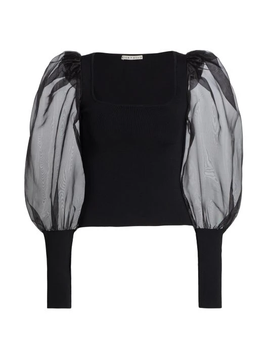 Alice + Olivia Abella Puff-Sleeve Top 1 Alice + Olivia Abella Puff-Sleeve Top
