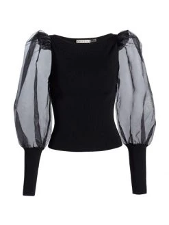 Alice + Olivia Abella Puff-Sleeve Blouse