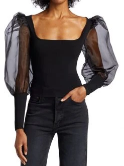 Alice + Olivia Abella Puff-Sleeve Top 9 Alice + Olivia Abella Puff-Sleeve Top -Alice + Olivia Sales unnamed file 122