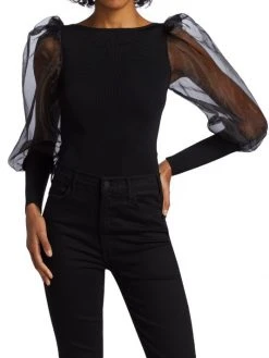 Alice + Olivia Abella Puff-Sleeve Blouse -Alice + Olivia Sales unnamed file 1220