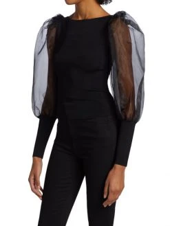 Alice + Olivia Abella Puff-Sleeve Blouse -Alice + Olivia Sales unnamed file 1221