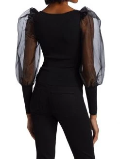 Alice + Olivia Abella Puff-Sleeve Blouse -Alice + Olivia Sales unnamed file 1222