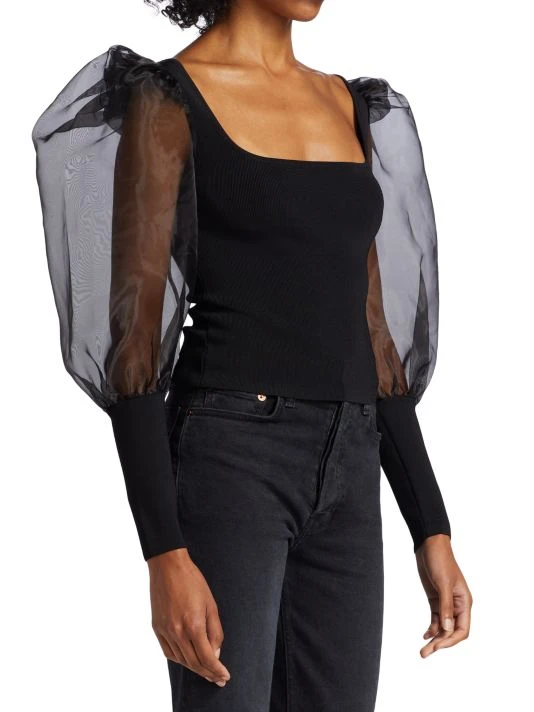 Alice + Olivia Abella Puff-Sleeve Top 4 Alice + Olivia Abella Puff-Sleeve Top - Image 4