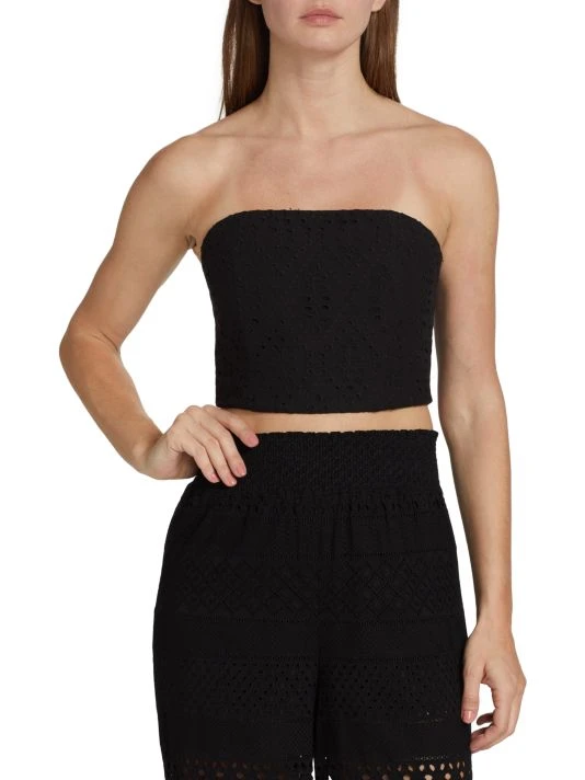 Alice + Olivia Ceresi Smocked Eyelet Cotton Tube Top 3 Alice + Olivia Ceresi Smocked Eyelet Cotton Tube Top - Image 3