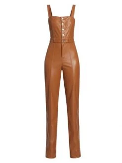 Alice + Olivia Linette Vegan Leather Jumpsuit