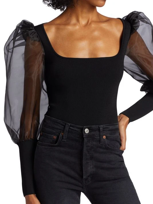 Alice + Olivia Abella Puff-Sleeve Top 6 Alice + Olivia Abella Puff-Sleeve Top - Image 6