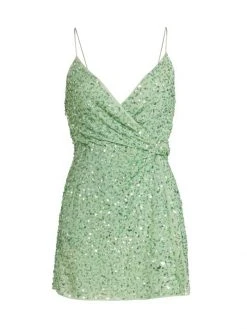 Alice + Olivia Celestine Embellished Wrap Minidress