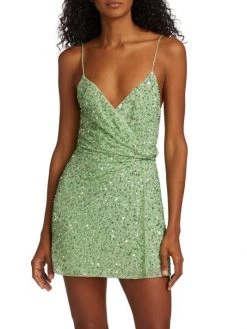 Alice + Olivia Celestine Embellished Wrap Minidress -Alice + Olivia Sales unnamed file 1254
