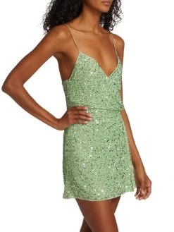 Alice + Olivia Celestine Embellished Wrap Minidress -Alice + Olivia Sales unnamed file 1255