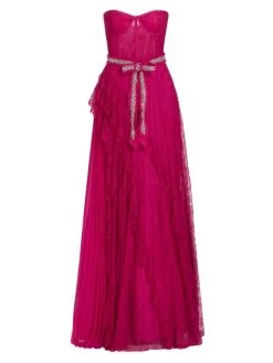 Alice + Olivia Bree Draped Lace Gown