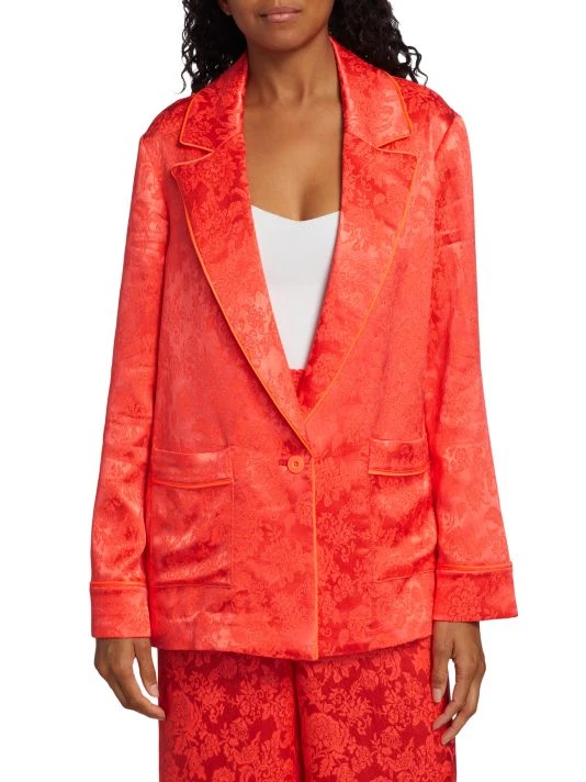 Alice + Olivia Shanda Jacquard Satin Pajama Blazer 3 Alice + Olivia Shanda Jacquard Satin Pajama Blazer - Image 3