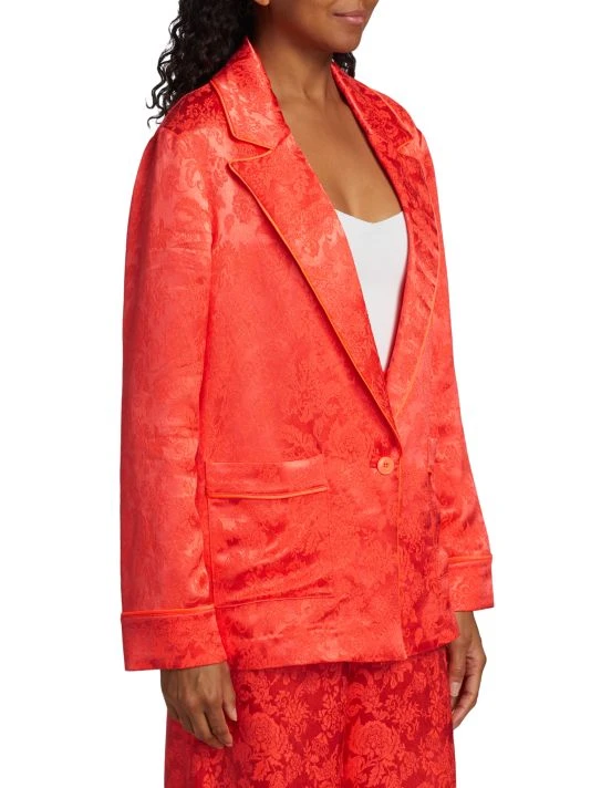 Alice + Olivia Shanda Jacquard Satin Pajama Blazer 4 Alice + Olivia Shanda Jacquard Satin Pajama Blazer - Image 4