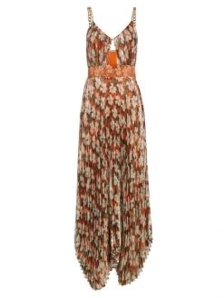 Alice + Olivia Gloria Floral Print Silk-Blend Chain Maxi Dress