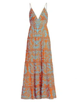 Alice + Olivia Karolina Plunge V-Neck Cutout Maxi Dress