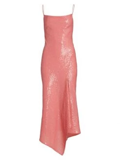 Alice + Olivia Harmony Sequined Asymmetric Slipdress