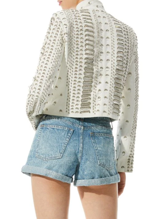 Alice + Olivia Jace Embellished Leather Moto Jacket 4 Alice + Olivia Jace Embellished Leather Moto Jacket - Image 4