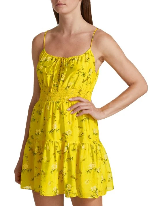 Alice + Olivia Lai Printed Cotton & Silk Minidress 4 Alice + Olivia Lai Printed Cotton & Silk Minidress - Image 4