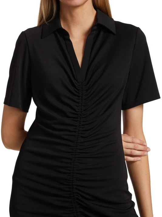 Alice + Olivia Marsha Ruched Polo T-Shirt Dress 6 Alice + Olivia Marsha Ruched Polo T-Shirt Dress - Image 6