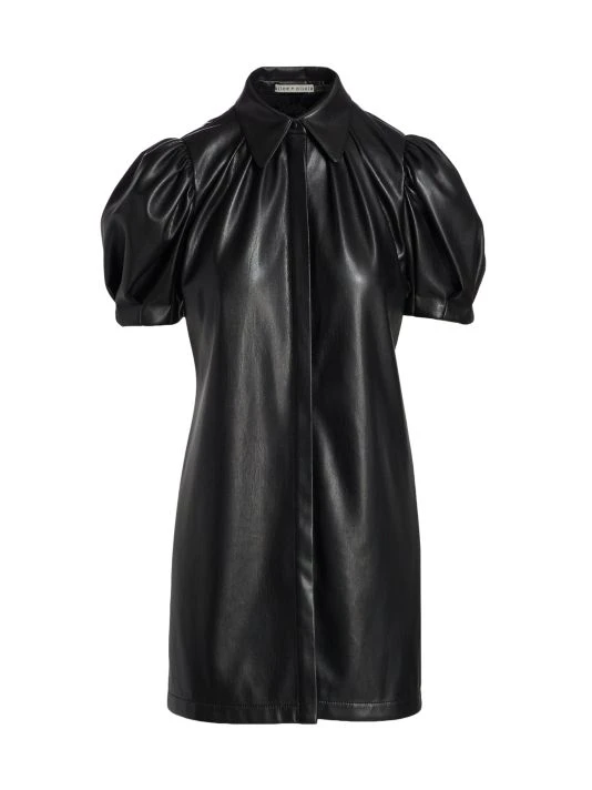 Alice + Olivia Jem Faux Leather Mini Dress Black 3 Alice + Olivia Jem Faux Leather Mini Dress Black - Image 3