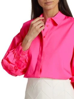 Alice + Olivia Edyth Gathered-Sleeve Shirt -Alice + Olivia Sales unnamed file 1478