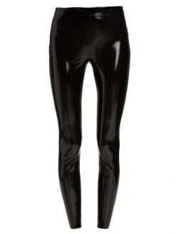 Alice + Olivia Maddox Vegan Latex Leggings Black