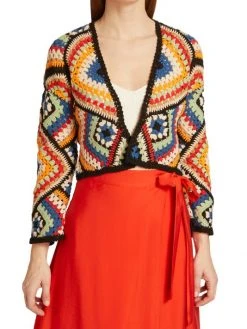 Alice + Olivia Anderson Cropped Crochet Cardigan -Alice + Olivia Sales unnamed file 1488