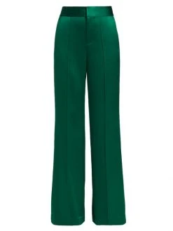 Alice + Olivia Dylan High-Waist Pintuck Trousers Black