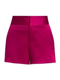 Alice + Olivia Cady High-Waist Satin Shorts