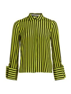 Alice + Olivia Willa Striped Silk Blouse
